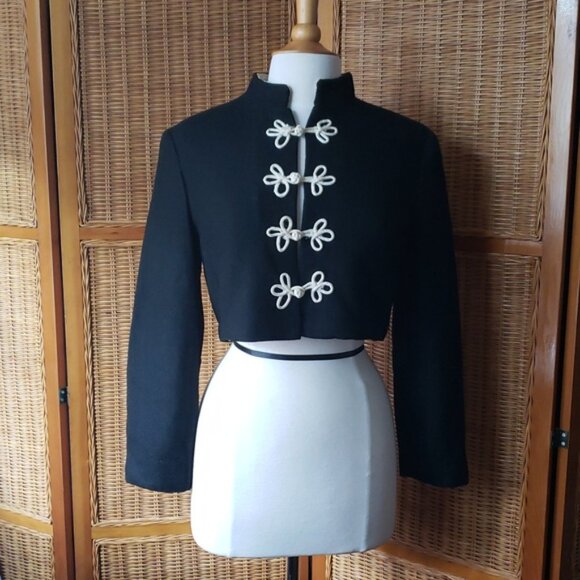 Vintage 60's Cropped Mandarin Style Collar Bolero Jacket Size Medium - Picture 16 of 16